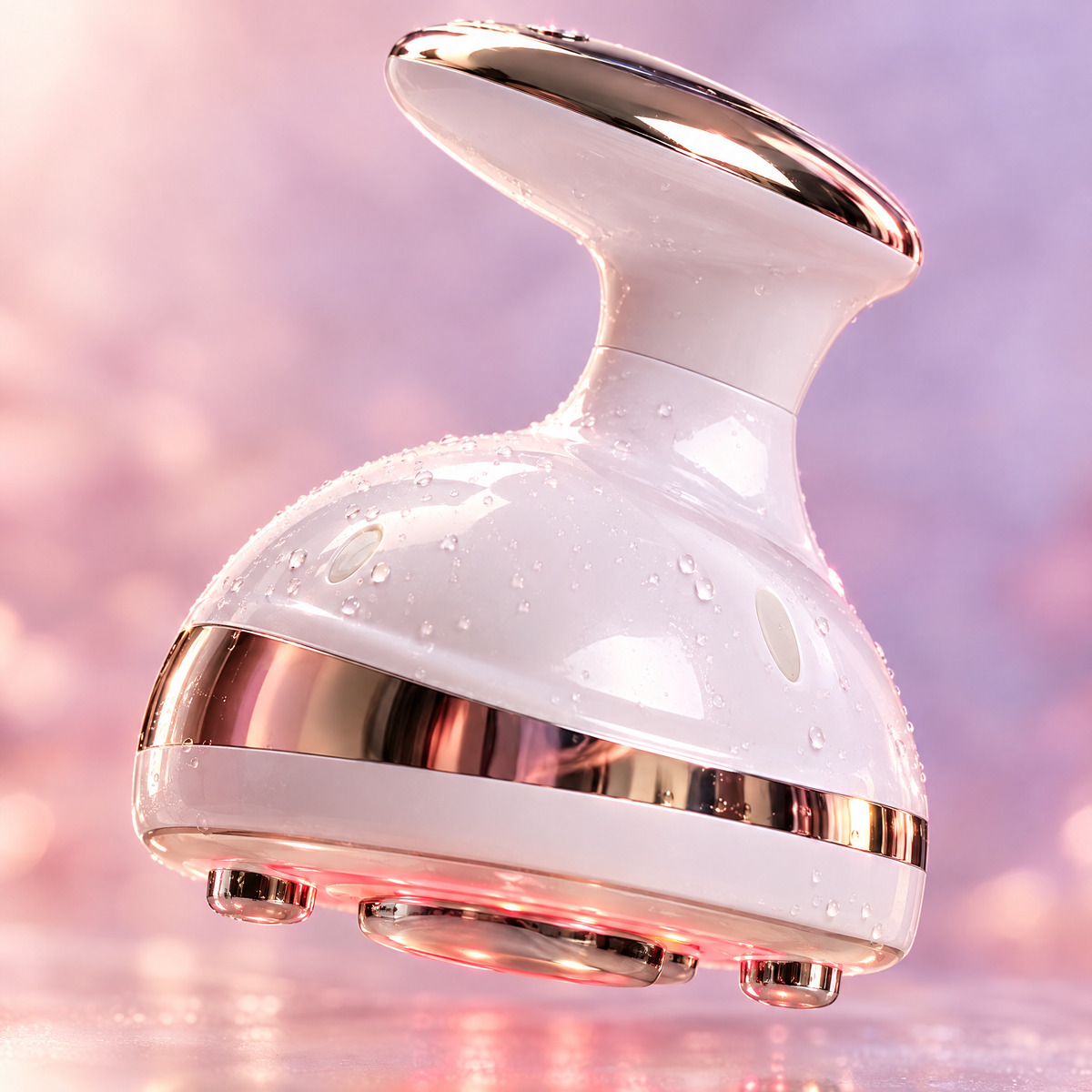 Close-up of the Somari Contour treatment head with soft red light